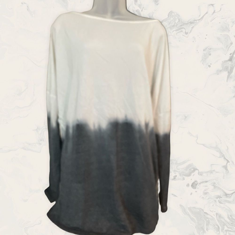 Go Couture Boatneck Knit Sweater- Size XL- Gray / Ivory